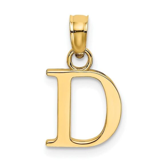 10K Yellow Gold Polished D Block Initial Charm - Picture 6 of 9